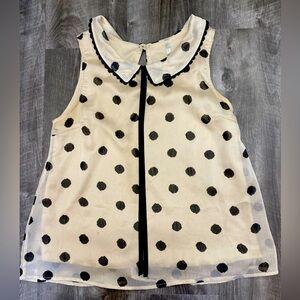 Mono B Cream and Black Polka Dot Blouse
